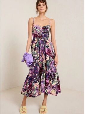 A.L.C. Lilah floral print midi dress sweetheart neckline & adjustable straps
